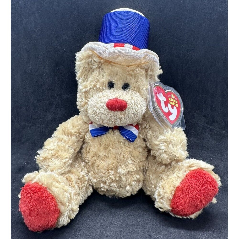 Ty Beanie Baby - INDEPENDENCE THE BEAR RED FEET 8" NEW MWMT's